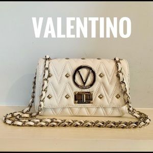 Valentino Beatriz Studs White Leather Crossbody